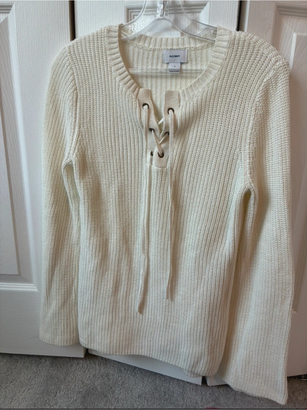 Old Navy Cream Lace-Up Sweater